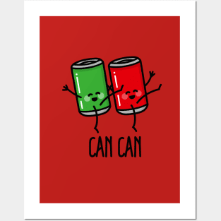 Can-can dancers pun Burlesque funny dancing soda cans doodle Posters and Art